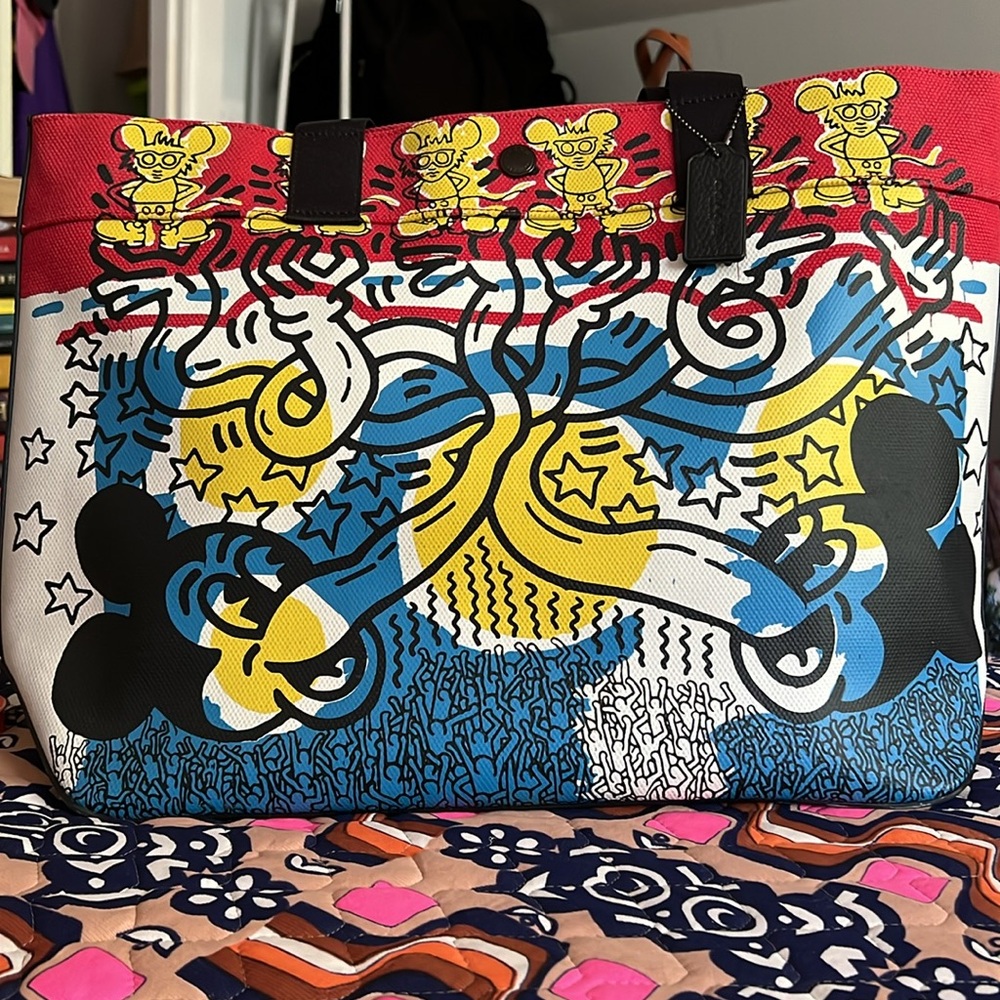 Coach x Keith Haring Mickey Mouse Canvas Tote - Picture 2 of 7